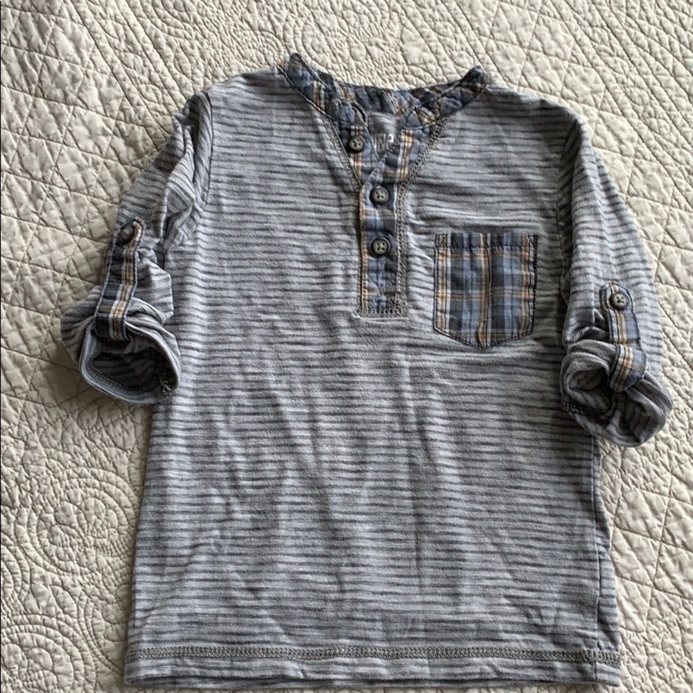 Oshkosh boy striped grey blue plaid shirt